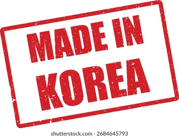 Feito na Coreia do Sul Red Rubber Vintage Stamp em angustiado Grungy Vetor, fundo transparente