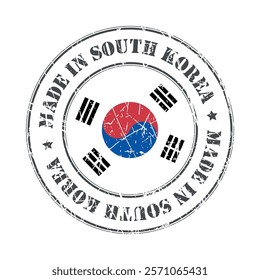 Made in South Korea stamp scratched flag badge logo vector illustration