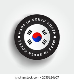 Made in South Korea text emblem badge, concept background