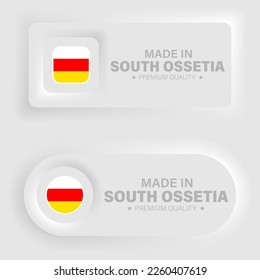 Made in South Ossetia neumorphic graphic and label. Element of impact for the use you want to make of it.