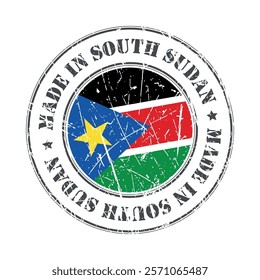 Made in South Sudan stamp scratched flag badge logo vector illustration