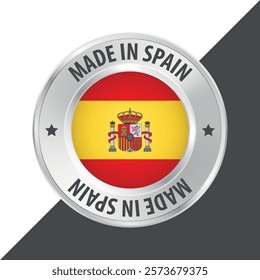 Made in Spain badge logo flag sticker 3d vector illustration isolated on white