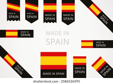 Made in Spain - black edge labels with Spanish flag