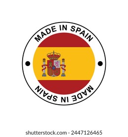 MADE IN SPAIN circle stamp with flag on white background vector illustration
