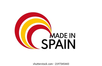 made in spain, circles in spanish flag colors, vector logo on white background