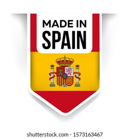 Bandera hecha en España con fondo blanco
