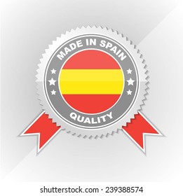 Made in Spain, Flag, Seal, Ribbon, Vector Art