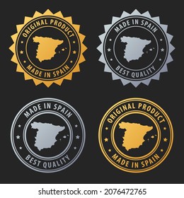 Made in Spain - gold and silver stamp set. Best quality. Original product. Vector illustration