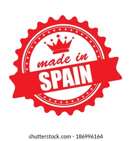 Made in Spain graphics icon, label and stamp with crown isolated on white background. Vector illustration