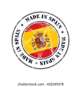 Made in Spain grunge rubber stamp with flag