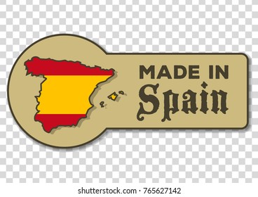 Made in Spain - icon with Spanish flag  isolated on transparent background