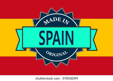 Made in Spain label on country flag