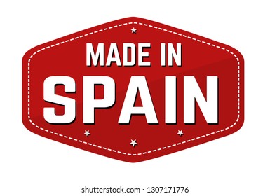 Made in Spain label or sticker on white background, vector illustration