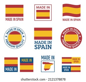 made in Spain labels set, Spanish product emblem