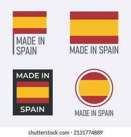made in Spain labels set, Spanish product emblem