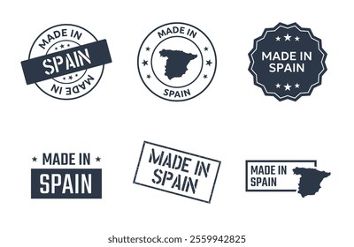 made in Spain labels set, Spanish product icons