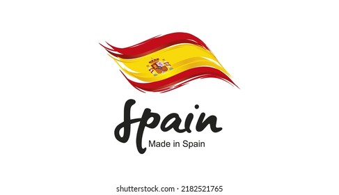 Made in Spain new handwritten flag ribbon typography lettering logo label banner