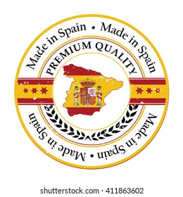 Made in Spain. Premium Quality grunge printable label. Grunge label - Made in Spain, with Spanish flag colors and map. CMYK colors used.
