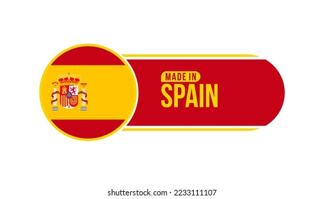 Hecho en España. Etiqueta de empaquetado de productos con bandera española. Ilustración del vector