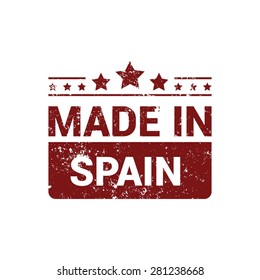Made in Spain - Red rubber grunge stamp design isolated on white background. vector illustration vintage texture. Vector illustration
