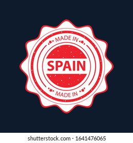 Made in Spain red stamp on black background