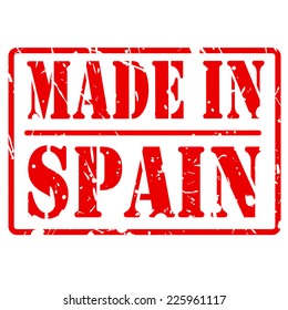 Made in spain red stamp text on white