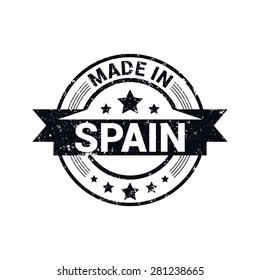 Made in Spain - Round black grunge rubber stamp design isolated on white background. vector illustration vintage texture. Vector illustration