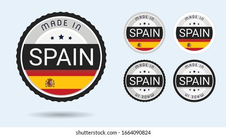 Made in Spain. Set of labels and badges. Merchandise tag with Spanish flag.