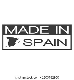 Made In Spain. Stamp Rectagle Map. Logo Icon Symbol. Design Certificated. 