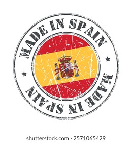 Made in Spain stamp scratched flag badge logo vector illustration