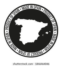 Pegatina hecha en España con letras y silueta de mapa vectorial