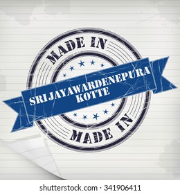 Made in Sri Jayawardenepura Kotte vector rubber stamp on grunge paper