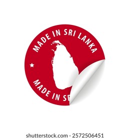 Made in Sri Lanka - Country Map Sticker. Best Quality. Original Product. Vector illustration.