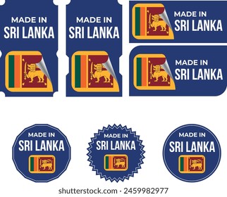 Made in Sri Lanka. Sri Lanka flag, Tag, Seal, Stamp, Flag, Icon vector