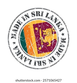 Made in Sri Lanka stamp scratched flag badge logo vector illustration