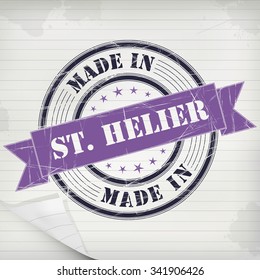 Made in St.Helier vector rubber stamp on grunge paper