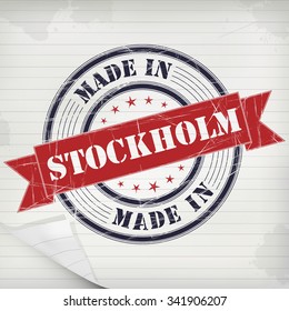 Made in Stockholm vector rubber stamp on grunge paper
