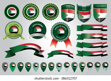 Made in Sudan Seal, N. Sudan Flag (Vector Art)