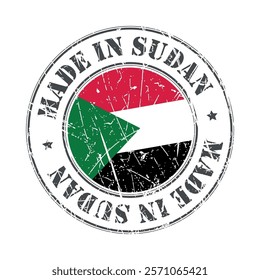 Made in Sudan stamp scratched flag badge logo vector illustration