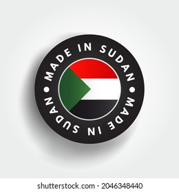 Insignia de emblema de texto hecha en Sudán, fondo de concepto