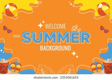 I made a summer background design and it can be used on all platforms, I used orange backgrounds, leaves, line art, dots, etc.