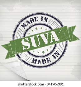 Made in Suva vector rubber stamp on grunge paper