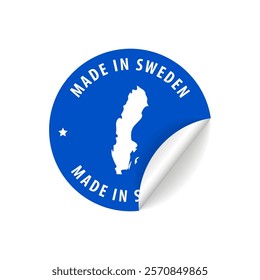 Made in Sweden - Country Map Sticker. Best Quality. Original Product. Vector illustration.