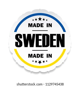 Made in Sweden flag button label banner icon Sticker Thai design, on white background.vector
