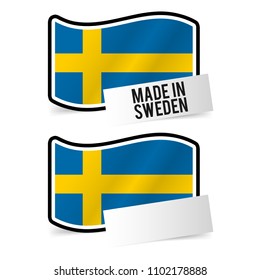 Made in Sweden Flag and white empty Paper. Esp10 Vector.