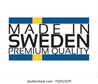 Made in Sweden icon, premium quality sticker with Swedish colors, vector illustration isolated on white background