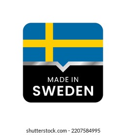 Made in Sweden label. for logo design, seal, tag, badge, sticker, emblem, symbol, pin, product package, etc. minimalist vector icon
