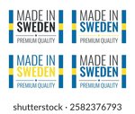 made in Sweden labels set, made in Kingdom of Sweden product icons