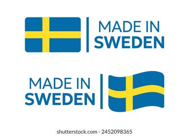 made in Sweden labels set, made in Kingdom of Sweden product icons