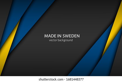 Made in Sweden, modern vector background with Swedish colors, overlayed sheets of paper in Swedish colors, abstract widescreen background